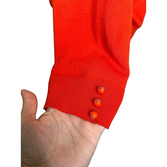 Premise red buttoned crew neck 3/4 sleeves cardigan size L - Picture 6 of 7